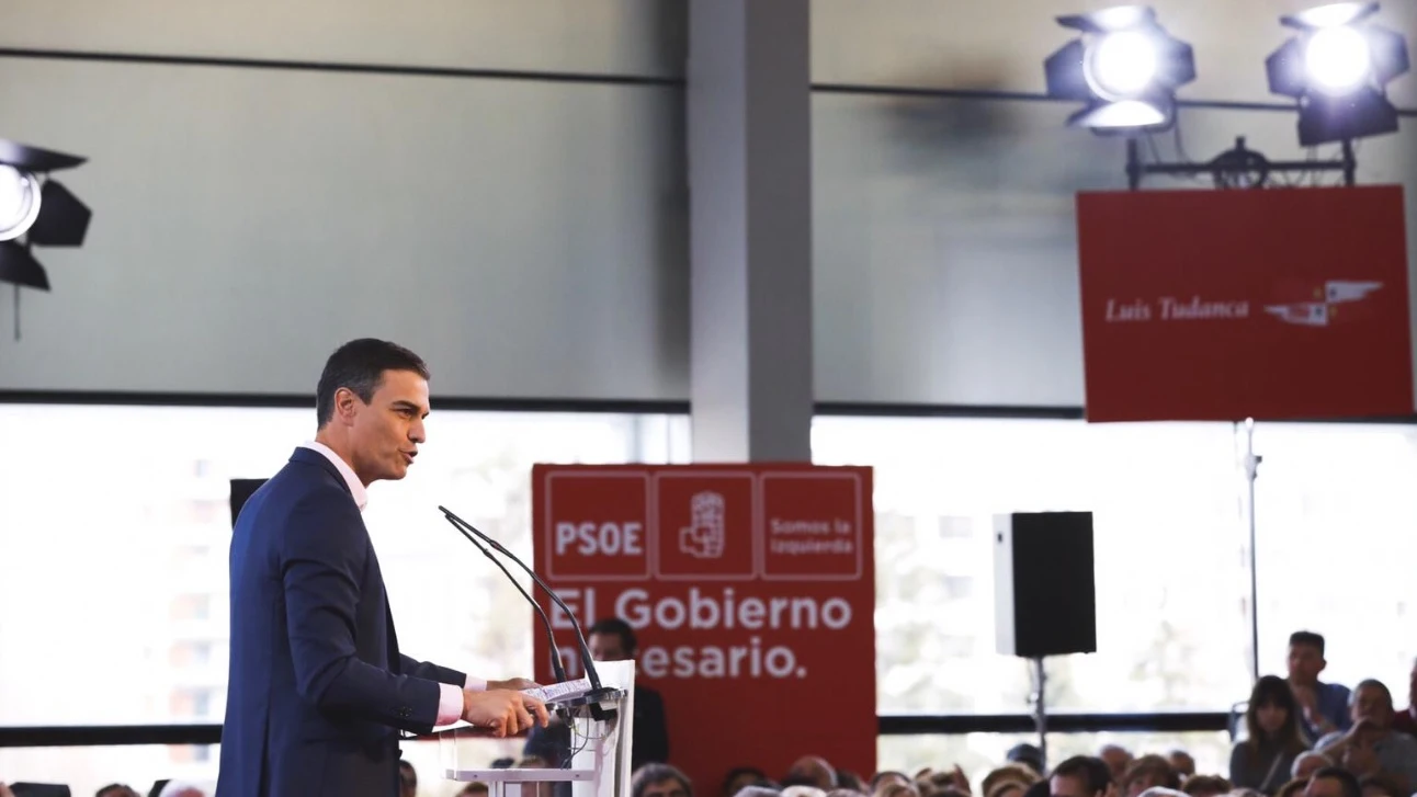 Pedro Sánchez en un acto del PSOE