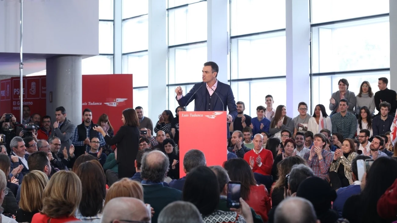 Pedro Sánchez en un acto del PSOE en Burgos