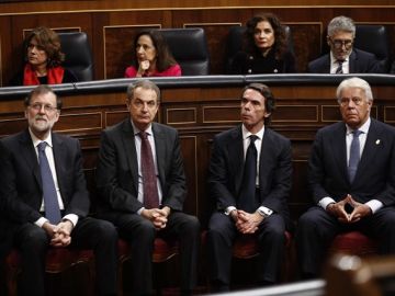 Los expresidentes Rajoy, Zapatero, Aznar y González en el Congreso Los expresidentes Rajoy, Zapatero, Aznar y González en el Congreso