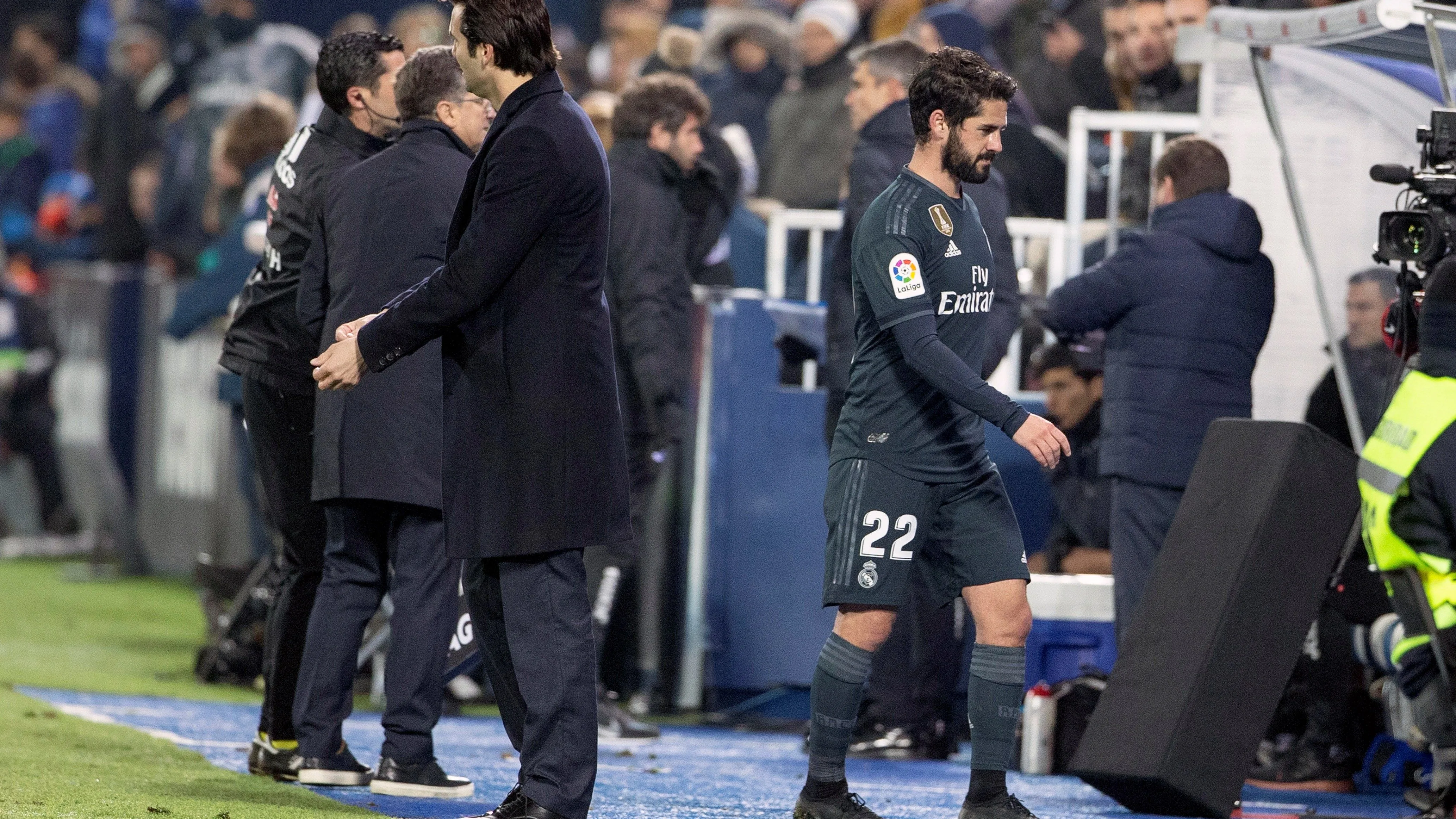 Isco se retira del césped de Butarque sin saludar a Solari