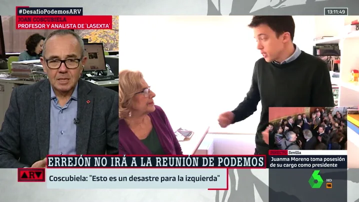 Joan Coscubiela, sobre el conflicto entre Iglesias y Errejón: "Esto es un desastre para Podemos. Es probable que la gran beneficiada sea la derecha madrileña"