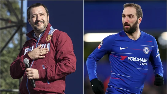 Matteo Salvini y Gonzalo Higuaín Matteo Salvini y Gonzalo Higuaín