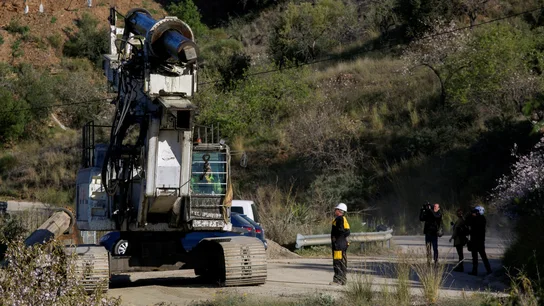 Uno de los camiones pluma que trabajaron en las labores de rescate de Julen Uno de los camiones pluma que trabajaron en las labores de rescate de Julen