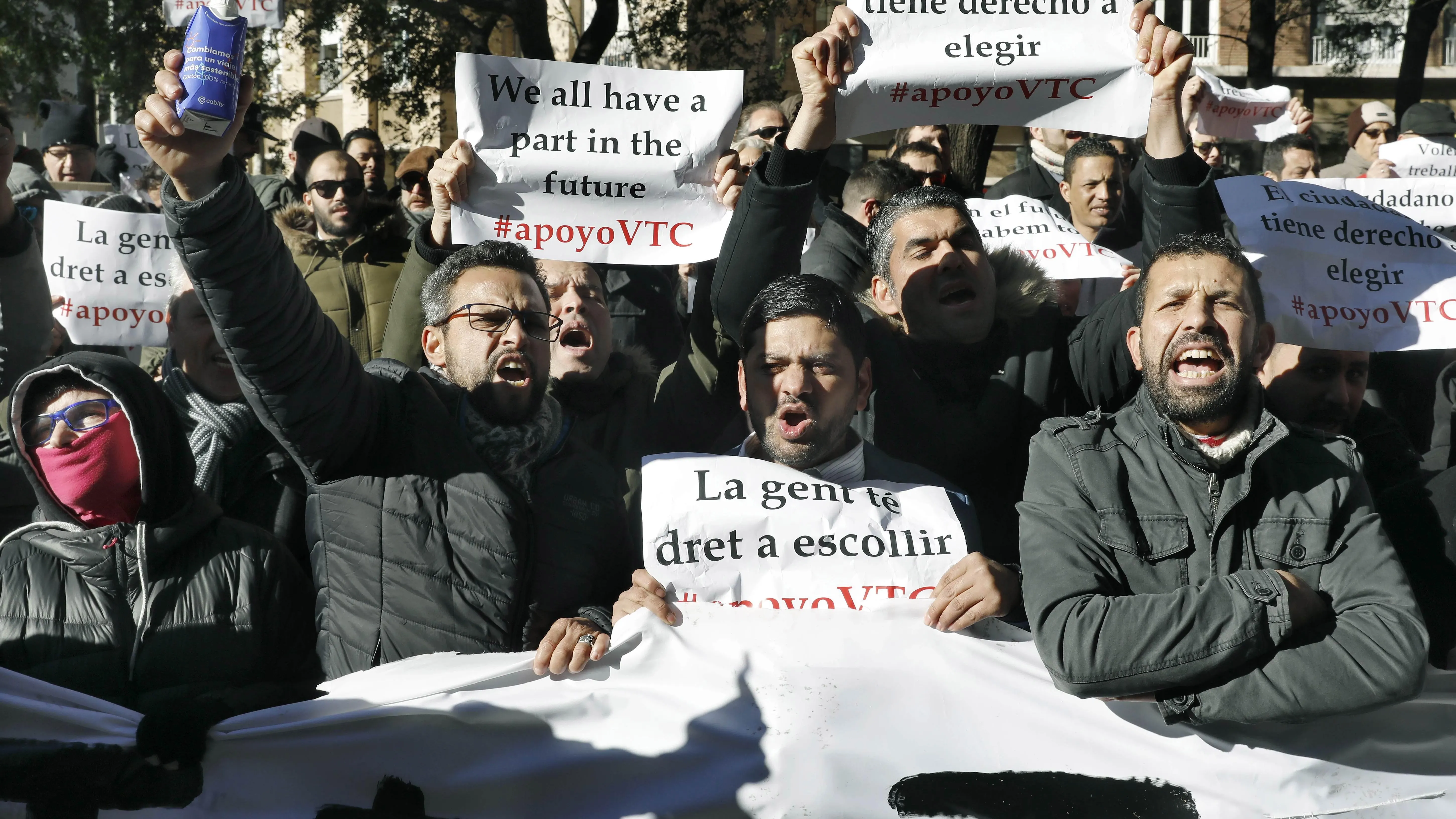 Protesta de los conductores de VTC en Barcelona