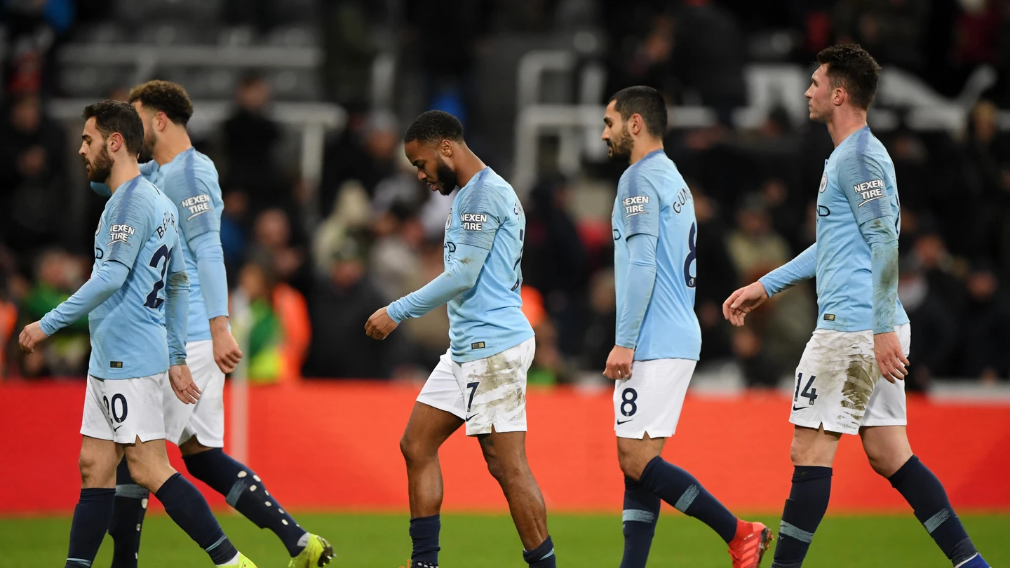 Los jugadores del Manchester City, cabizbajos Los jugadores del Manchester City, cabizbajos