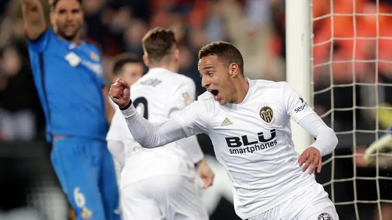 Rodrigo celebra su gol al Getafe. 