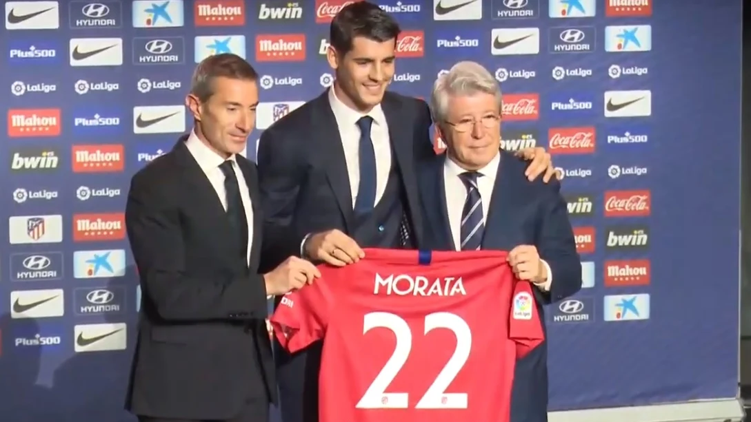 Álvaro Morata, en su presentación con el Atlético de Madrid