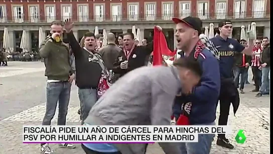 Hinchas del PSV en la Plaza Mayor Hinchas del PSV en la Plaza Mayor