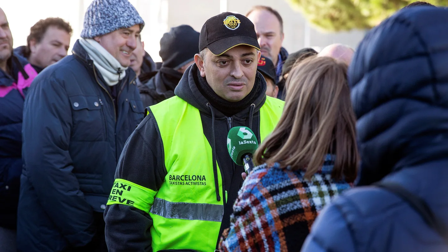 Tito Álvarez, portavoz de Élite Taxi, en una manifestación Tito Álvarez, portavoz de Élite Taxi, en una manifestación
