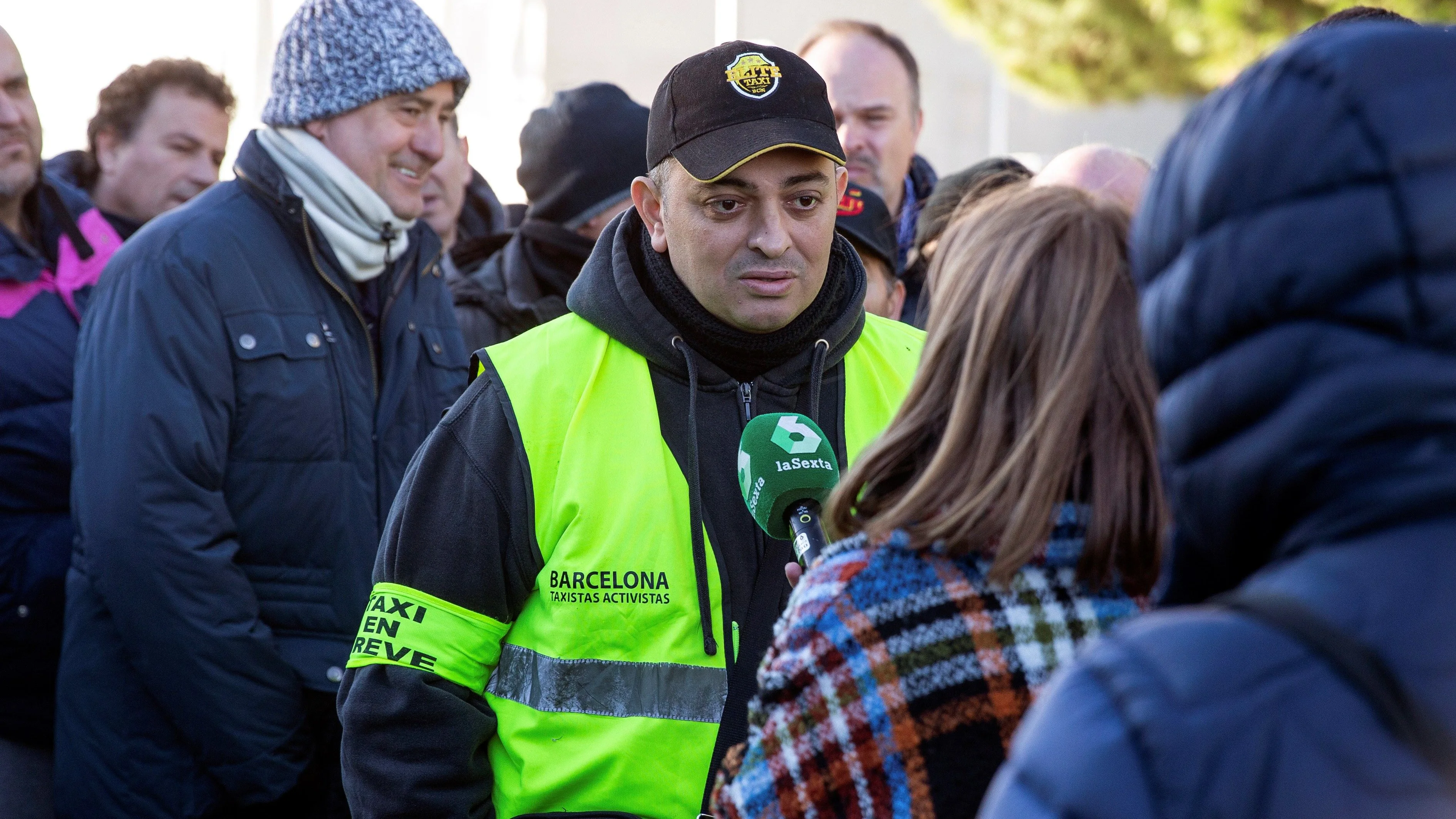 Tito Álvarez, portavoz de Élite Taxi, en una manifestación