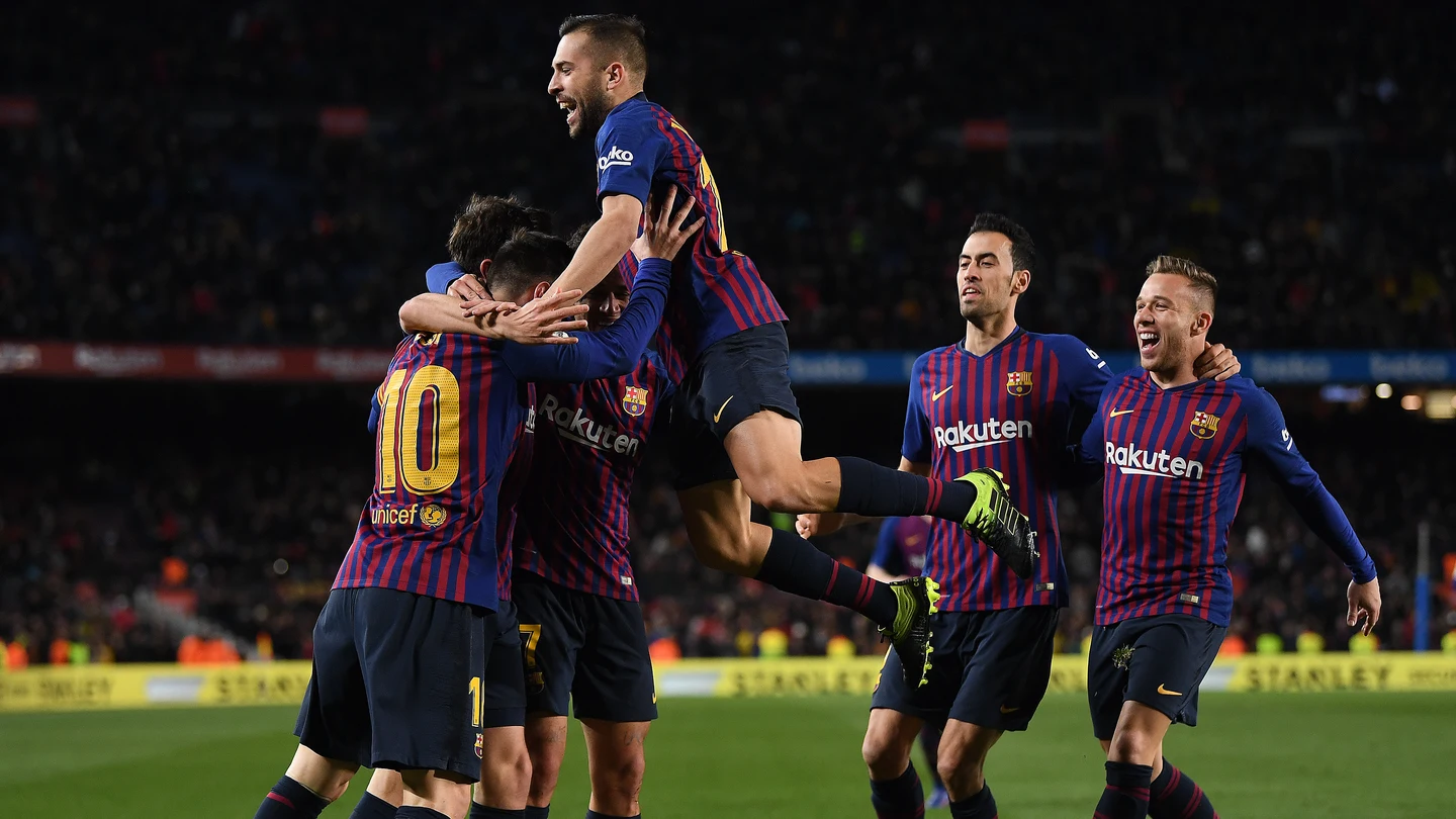 Los jugadores del Barcelona celebran un gol Los jugadores del Barcelona celebran un gol