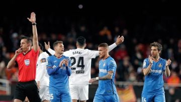 Estrada Fernández, en el Valencia vs Getafe en Mestalla