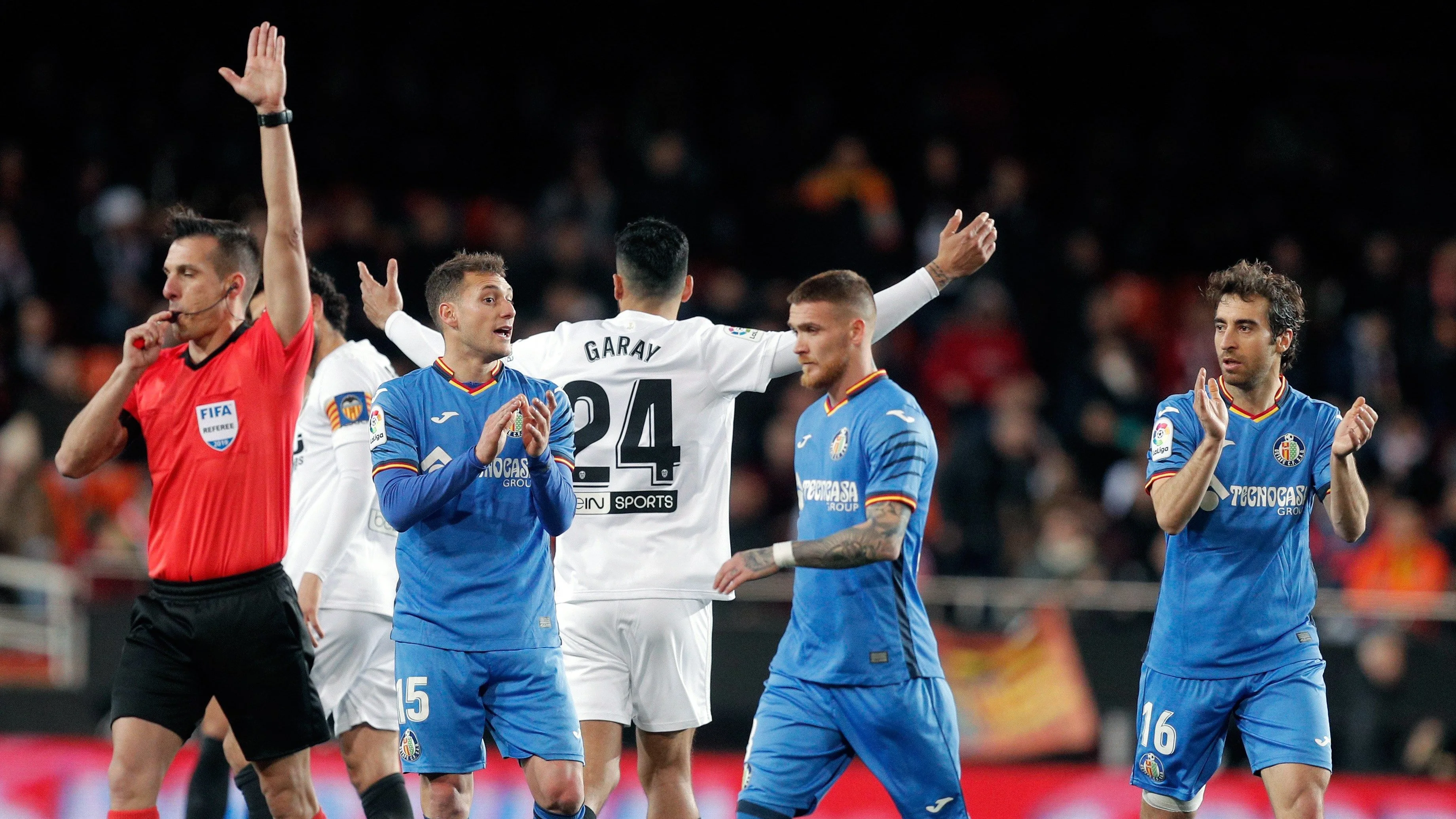 Estrada Fernández, en el Valencia vs Getafe en Mestalla