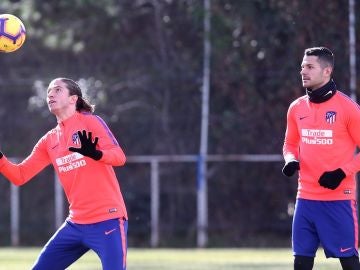 Filipe y Vitolo, en un entrenamiento Filipe y Vitolo, en un entrenamiento