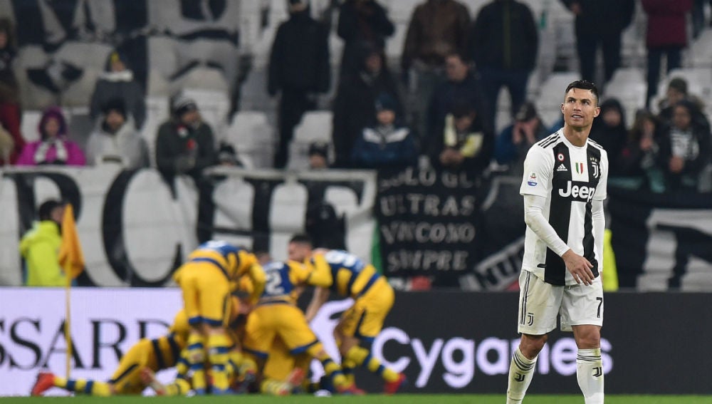 Cristiano, cariacontecido tras un gol del Parma