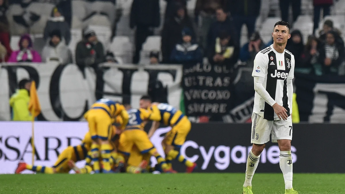 Cristiano, cariacontecido tras un gol del Parma