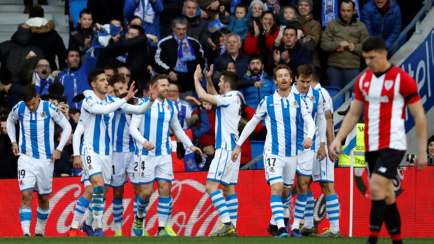 La Real Sociedad celebra un gol ante el Athletic La Real Sociedad celebra un gol ante el Athletic