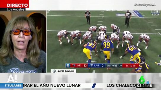 María Estévez resume la Superbowl en cifras: "Hay gente que ha perdido hasta diez millones de dólares en apuestas" María Estévez resume la Superbowl en cifras: "Hay gente que ha perdido hasta diez millones de dólares en apuestas"