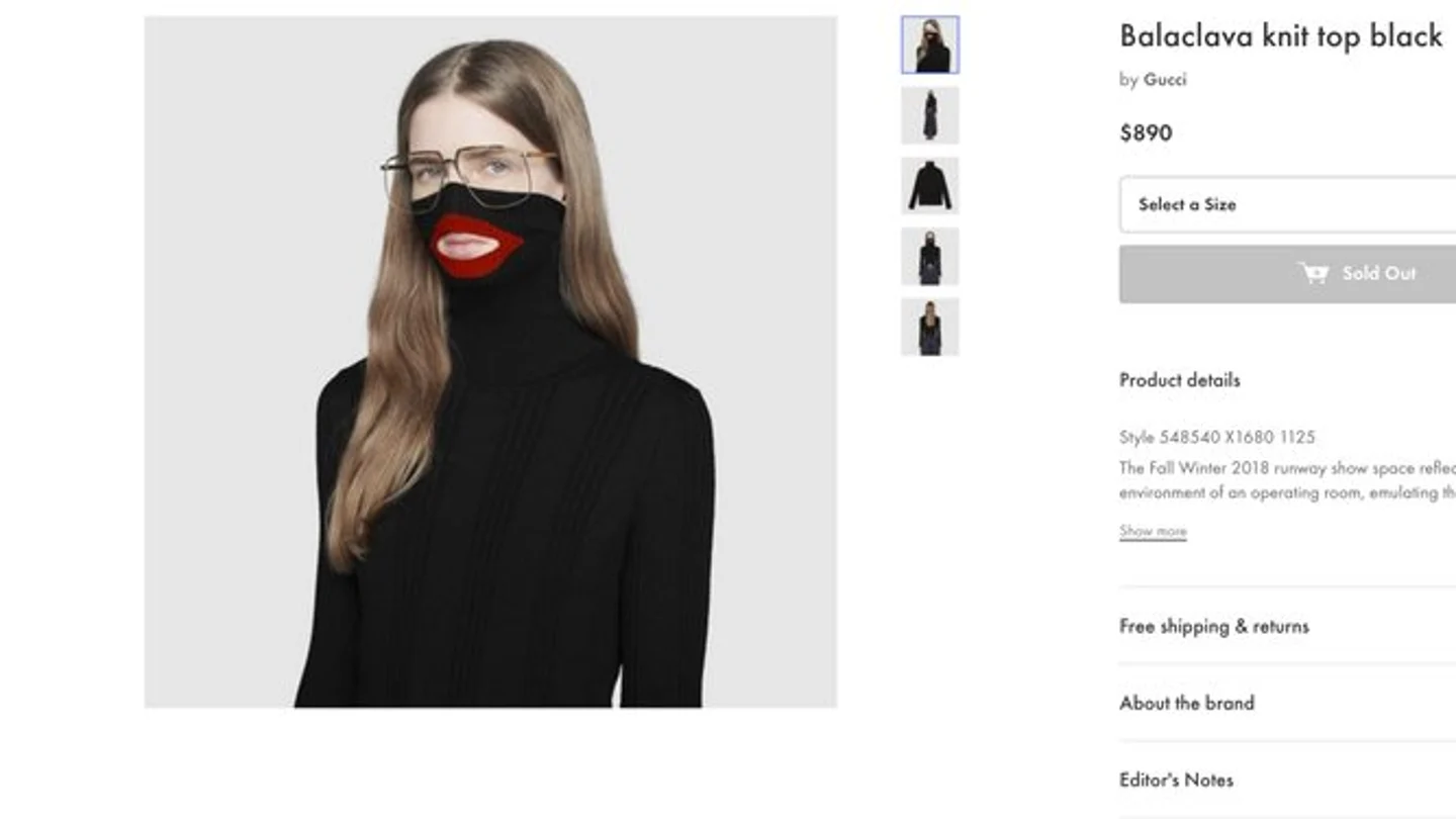 Suéter retirado de Gucci Acusado de racista