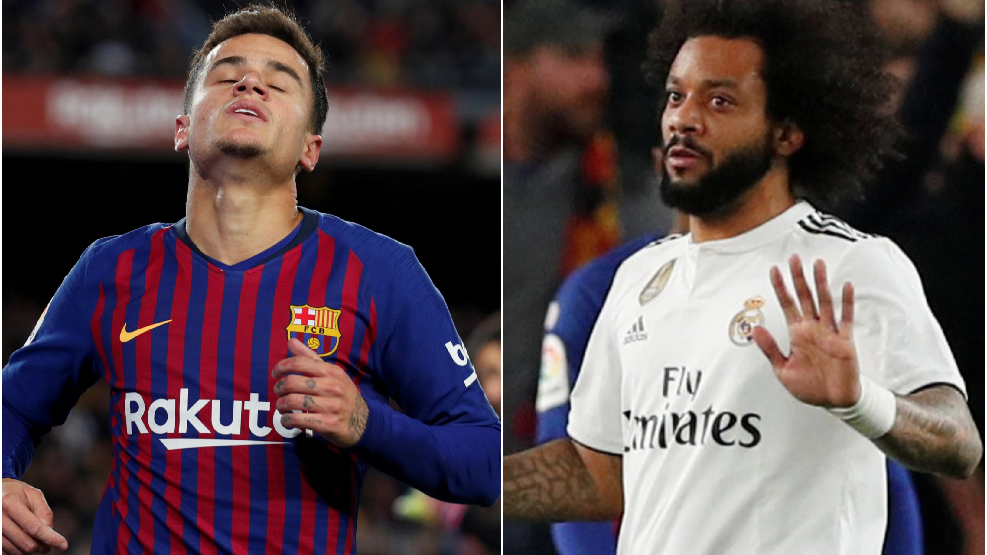 Coutinho y Marcelo en el partido del Camp Nou