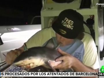 Un hombre transforma una cría de tiburón en cachimba