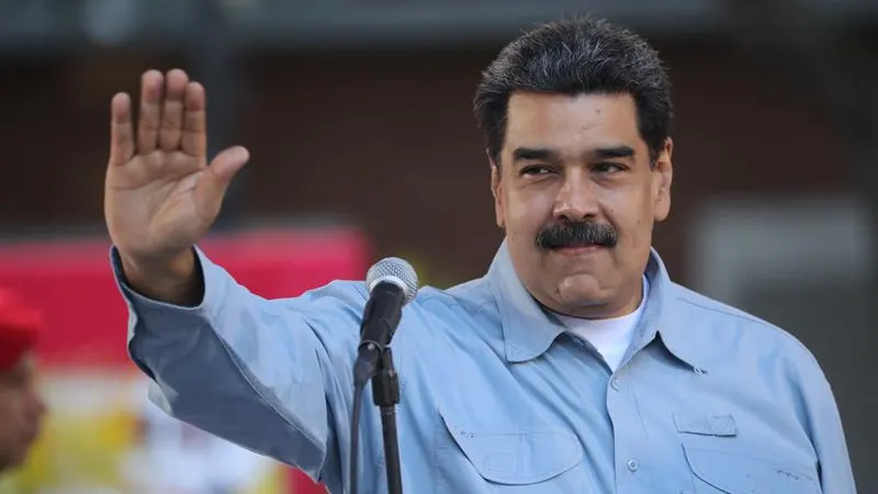  Nicolás Maduro habla durante un acto en la Plaza de Bolívar,