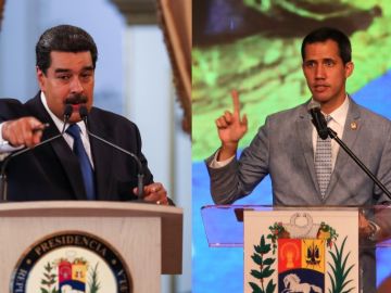 Nicolás Maduro y Juan Guaidó en diferentes actos en Venezuela Nicolás Maduro y Juan Guaidó en diferentes actos en Venezuela