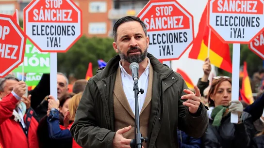 Santiago Abascal en la manifestación contra Pedro Sánchez Santiago Abascal en la manifestación contra Pedro Sánchez