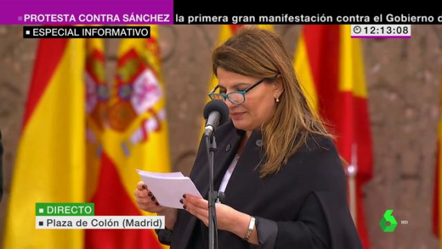 María Claver en la concentración de Madrid