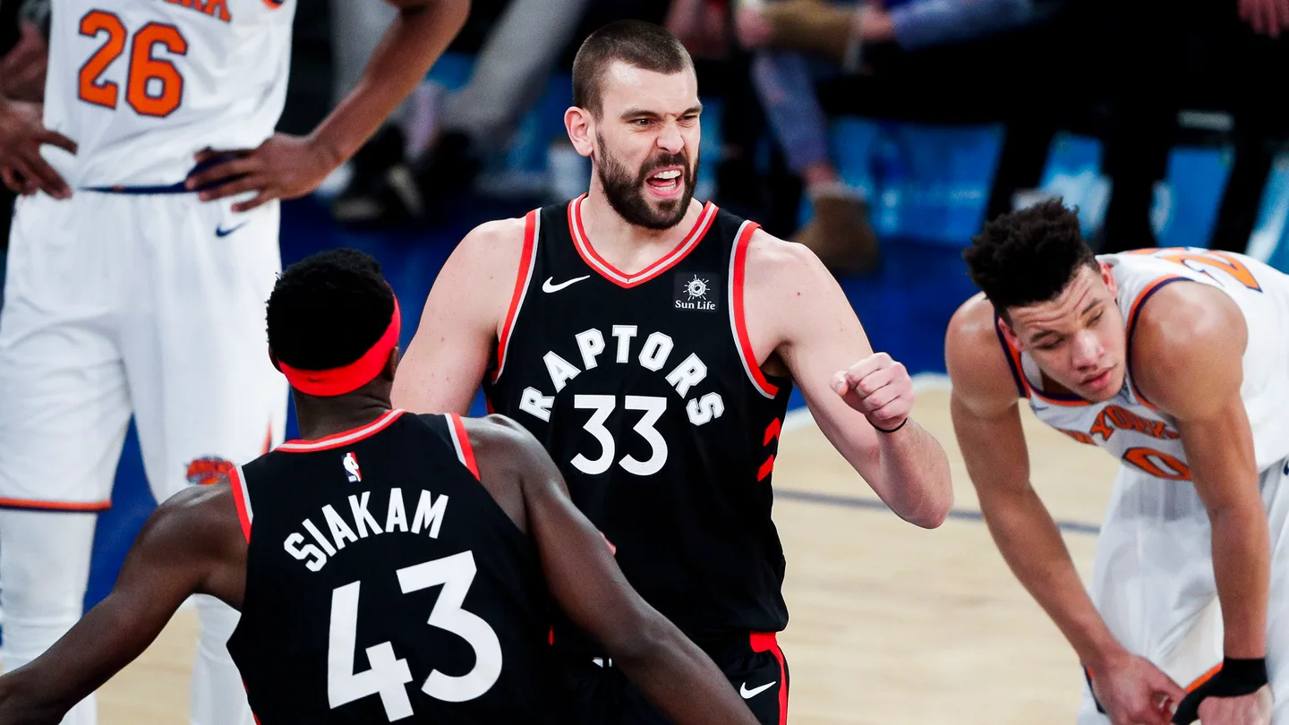 Marc Gasol, en su debut como jugador de los Toronto Raptors Marc Gasol, en su debut como jugador de los Toronto Raptors