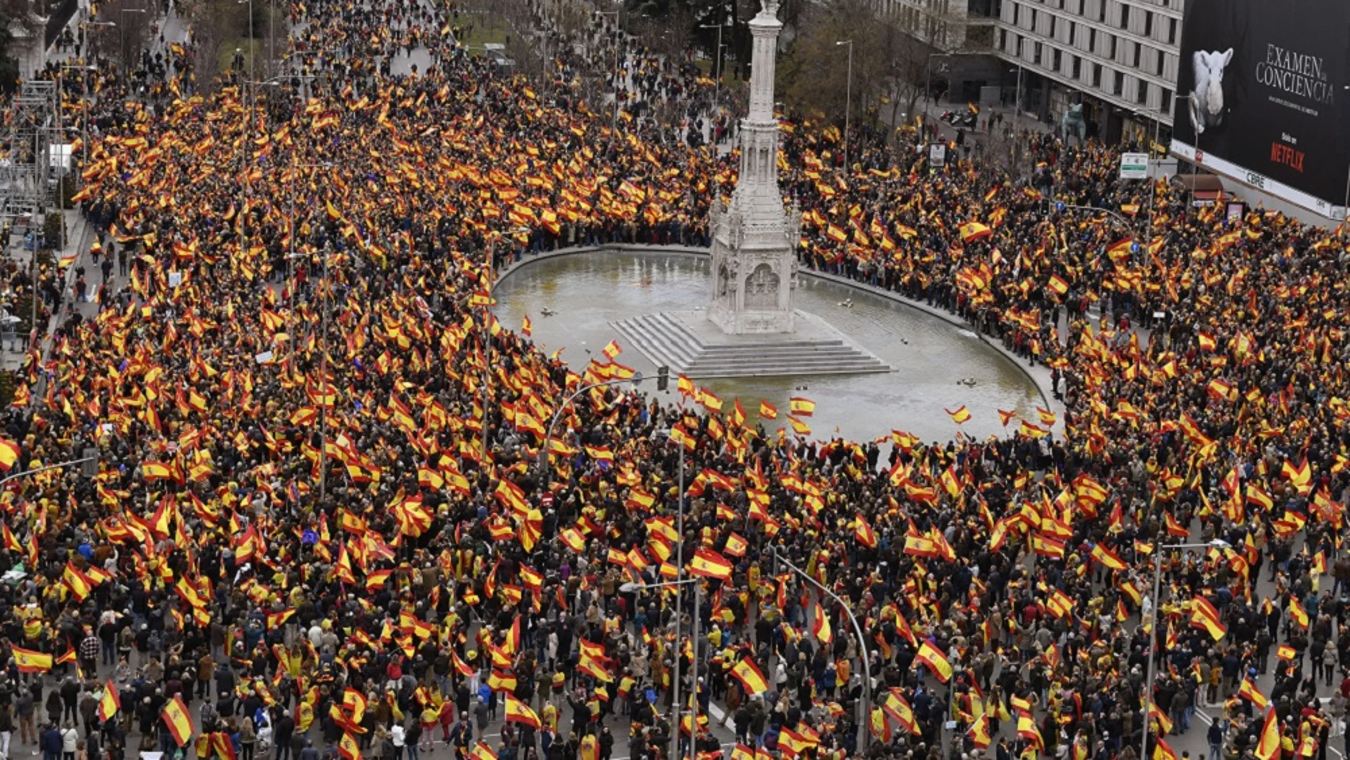Imagen de la concentración en la plaza de Colón de Madrid