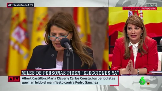 María Claver insiste en la veracidad del manifiesto contra Pedro Sánchez: "Yo hubiera escrito lo mismo" María Claver insiste en la veracidad del manifiesto contra Pedro Sánchez: "Yo hubiera escrito lo mismo"