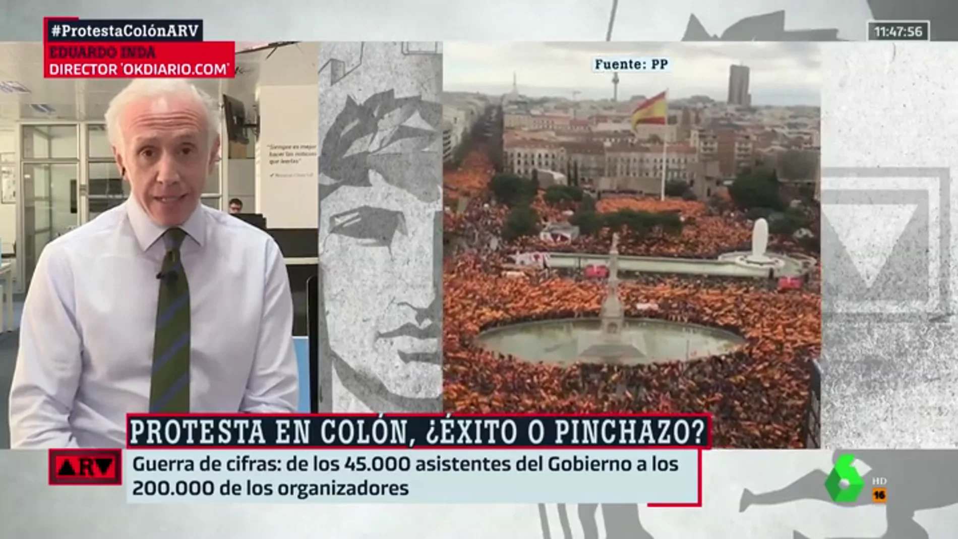 Inda cuenta más asistentes a la manifestación contra Sánchez que el propio PP: "Convocaron a 300.000 personas. Es un éxito"
