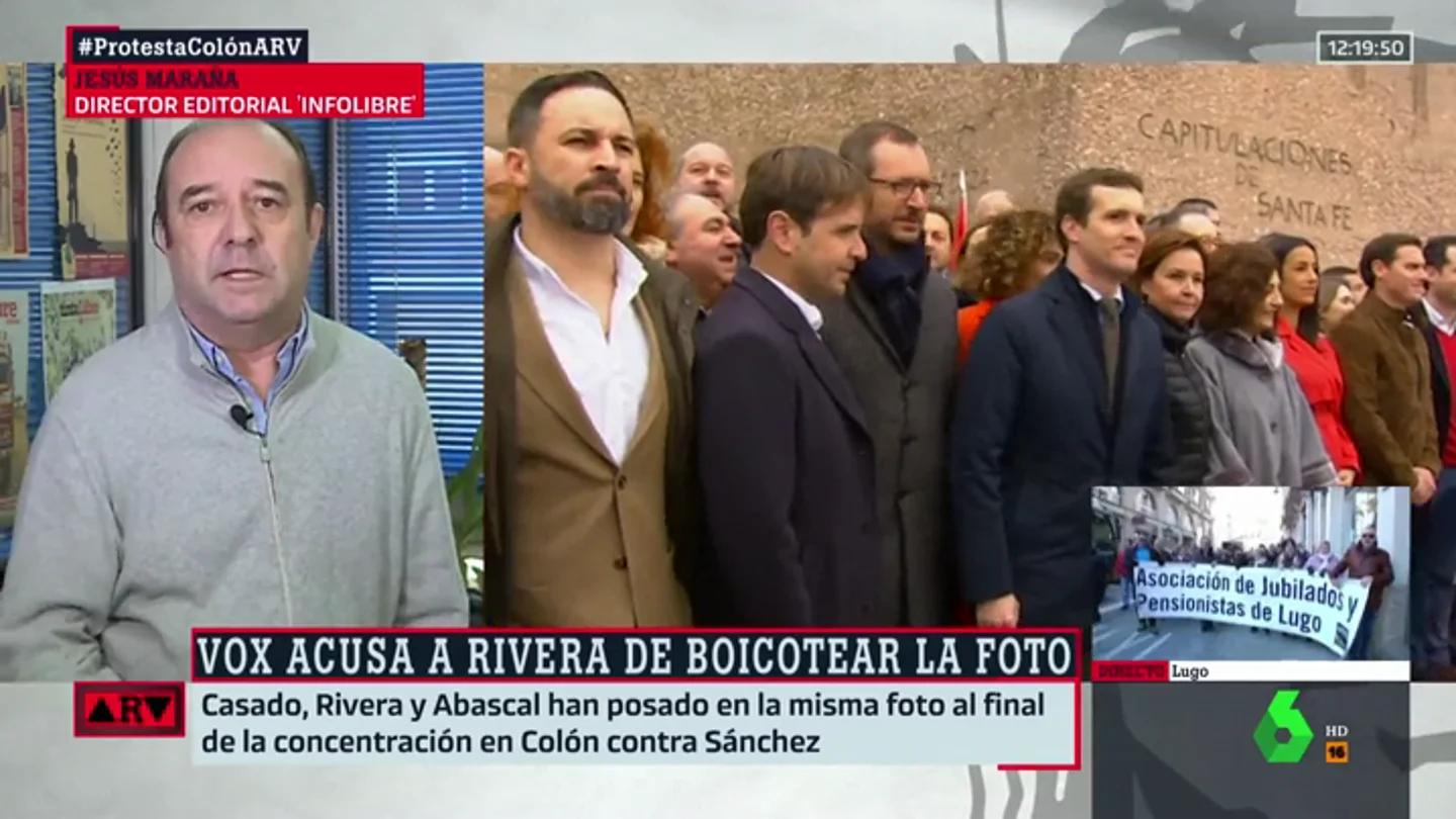 Jesús Maraña analiza la foto de Albert Rivera con Vox: "Intentan negar lo evidente, como en Andalucía, pero es una realidad que está ahí" Jesús Maraña analiza la foto de Albert Rivera con Vox: "Intentan negar lo evidente, como en Andalucía, pero es una realidad que está ahí"