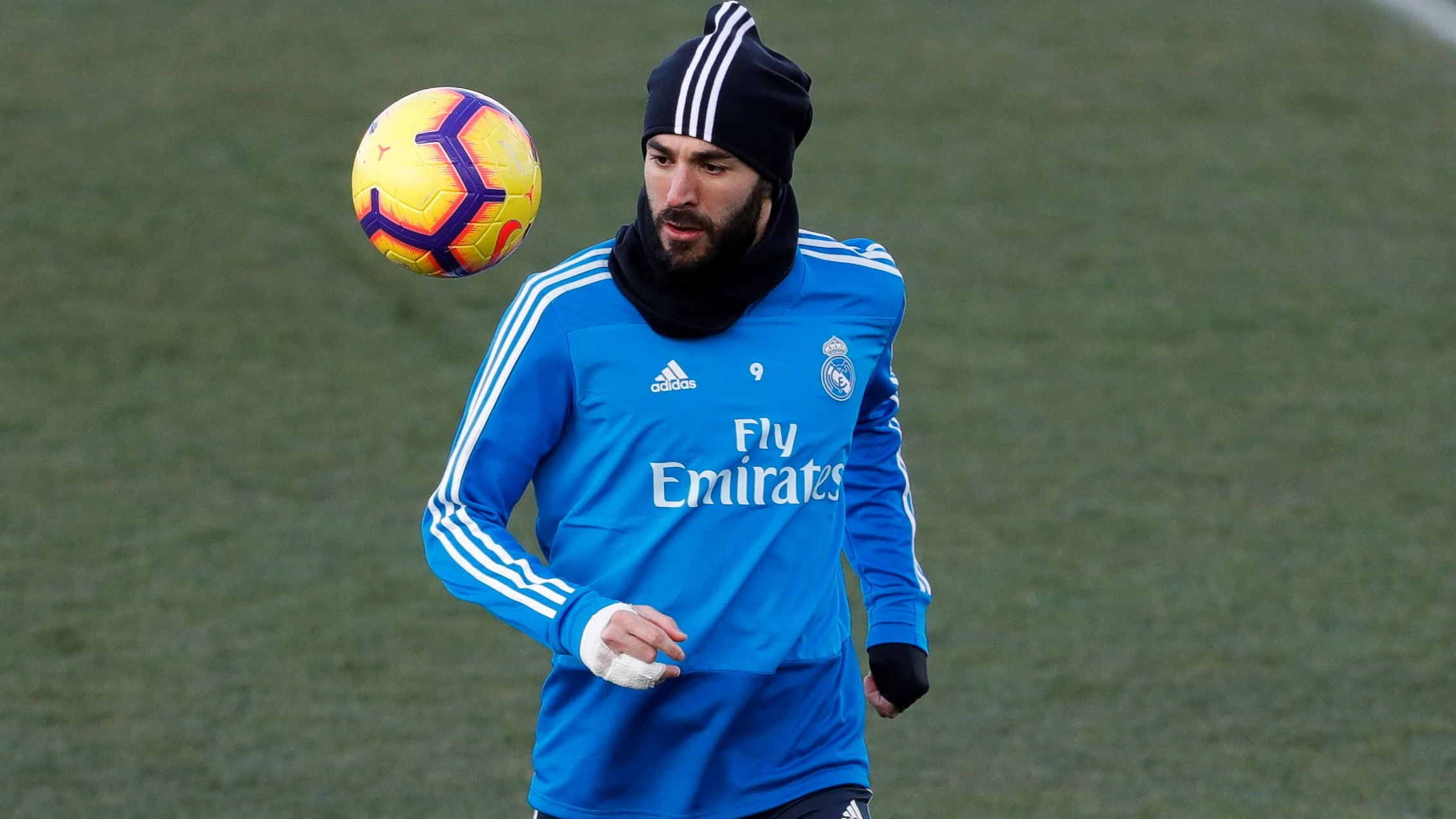 Karim Benzema, durante un entrenamiento con el Real Madrid