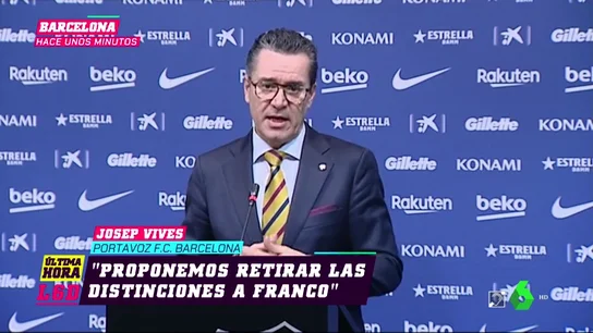 La directiva del Barcelona propone retirar las distinciones honoríficas otorgadas a Francisco Franco La directiva del Barcelona propone retirar las distinciones honoríficas otorgadas a Francisco Franco