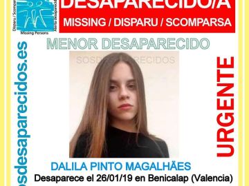 Dalila Pinto, la menor de 13 años desaparecida Dalila Pinto, la menor de 13 años desaparecida