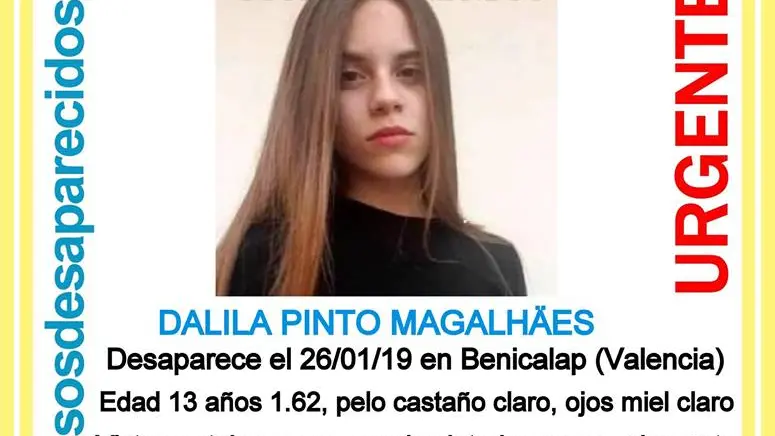 Dalila Pinto, la menor de 13 años desaparecida 