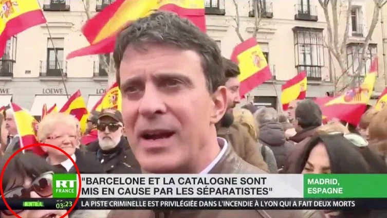 Manuel Valls en la manifestación en Colón contra el Gobierno de Pedro Sánchez