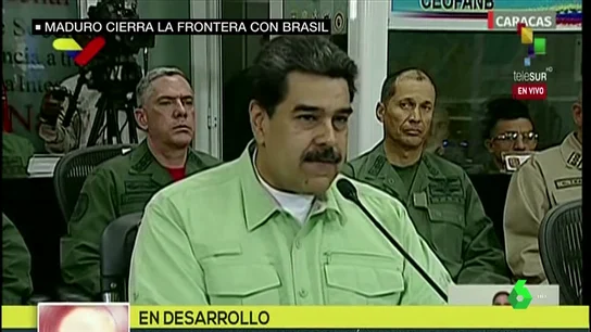 Nicolás Maduro ordena el cierre de la frontera con Brasil para impedir la entrada de ayuda humanitaria Nicolás Maduro ordena el cierre de la frontera con Brasil para impedir la entrada de ayuda humanitaria