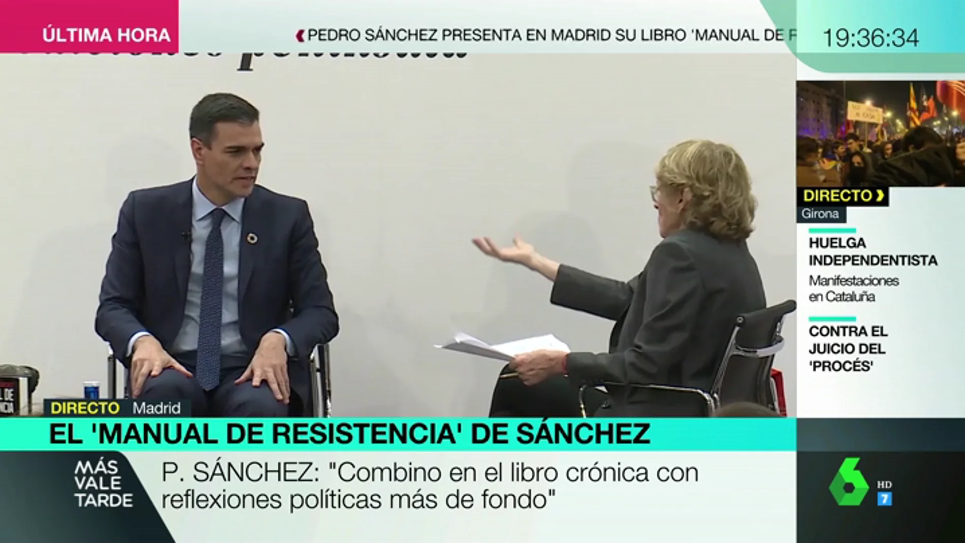 Mercedes Milá, a Pedro Sánchez: "El libro se compromete mucho más que ahora el presidente del Gobierno"