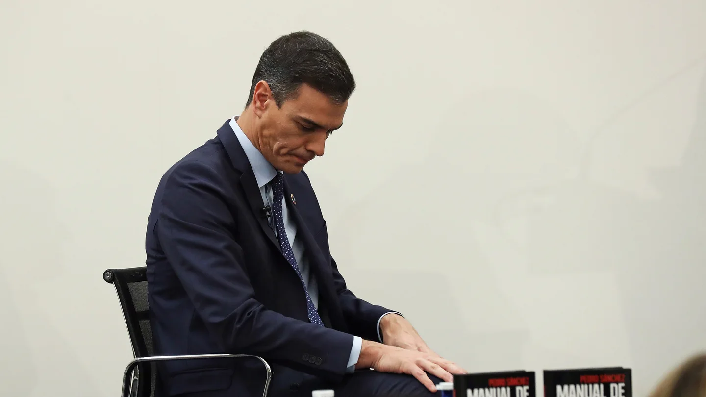 El presidente del Gobierno, Pedro Sánchez, durante la presentación de su libro El presidente del Gobierno, Pedro Sánchez, durante la presentación de su libro