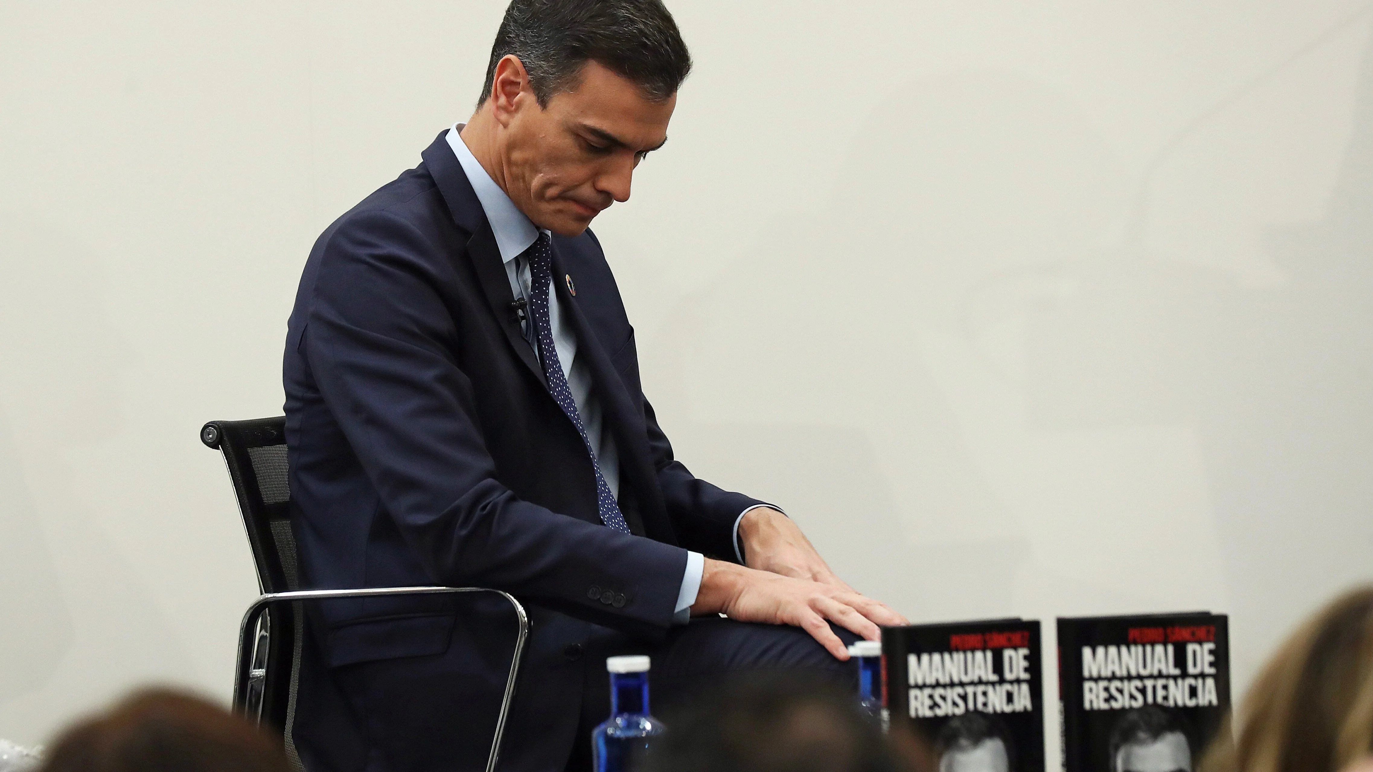 El presidente del Gobierno, Pedro Sánchez, durante la presentación de su libro 