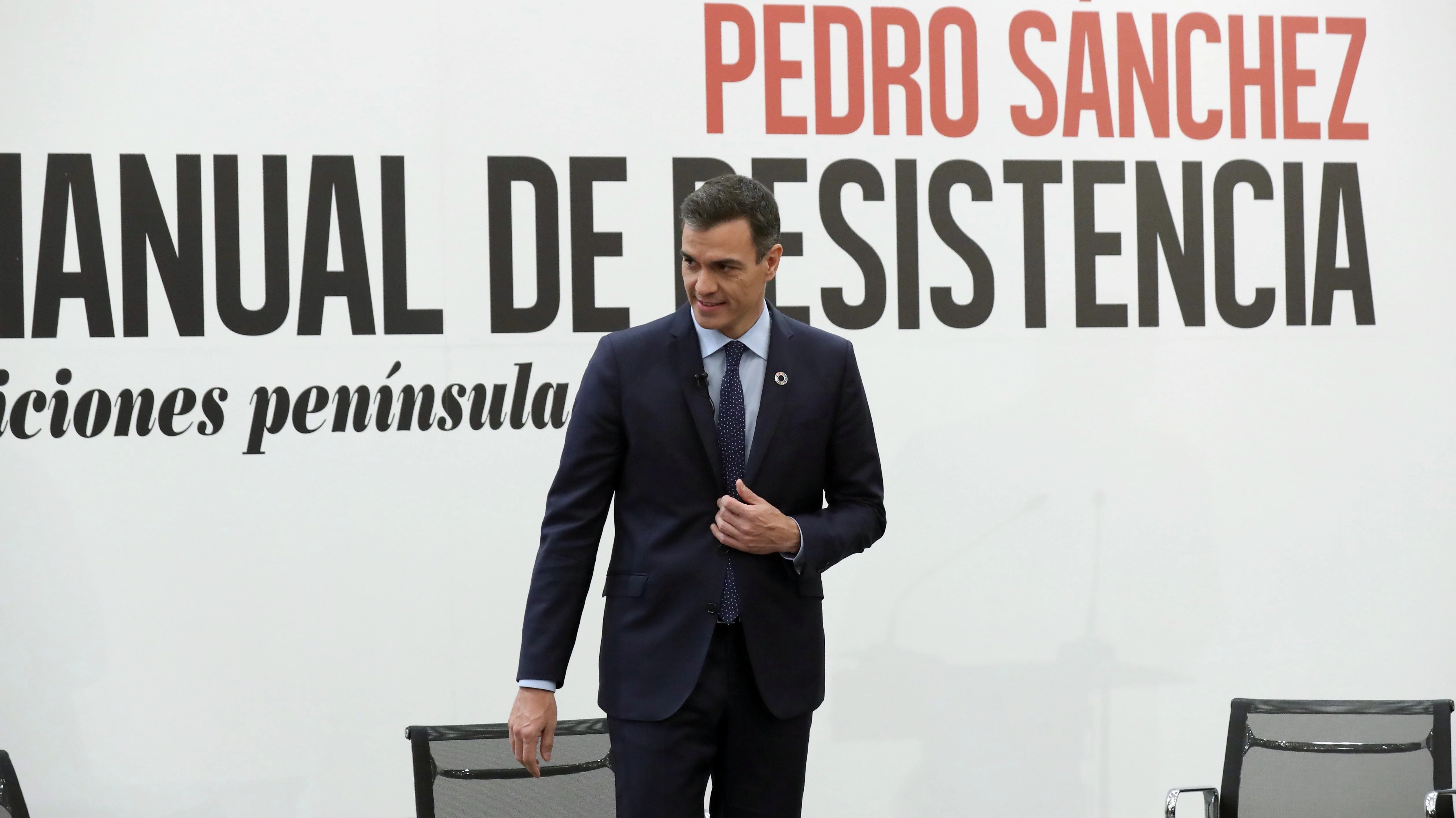 El presidente del Gobierno, Pedro Sánchez, durante la presentación de su libro