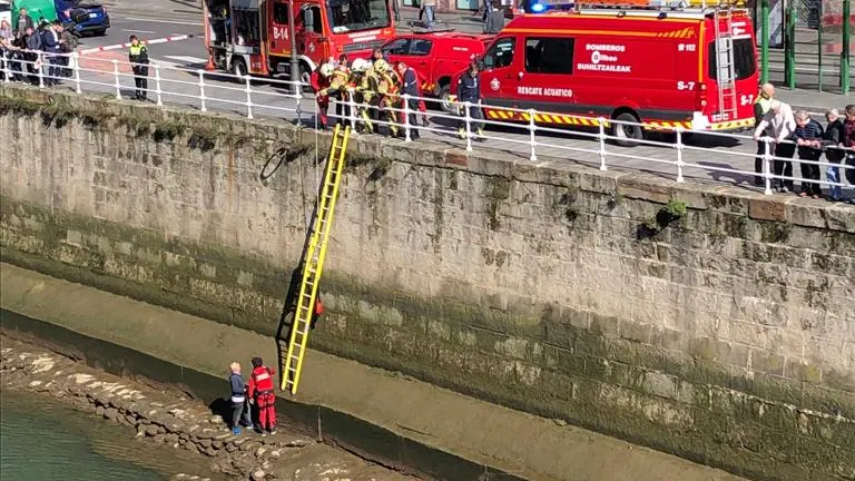 Rescate en la ría del Nervión en Bilbao.