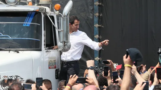 Imagen de Juan Guaidó en la frontera de Venezuela Imagen de Juan Guaidó en la frontera de Venezuela