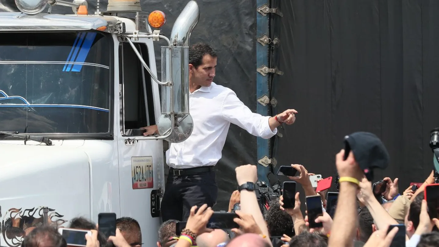 Imagen de Juan Guaidó en la frontera de Venezuela Imagen de Juan Guaidó en la frontera de Venezuela