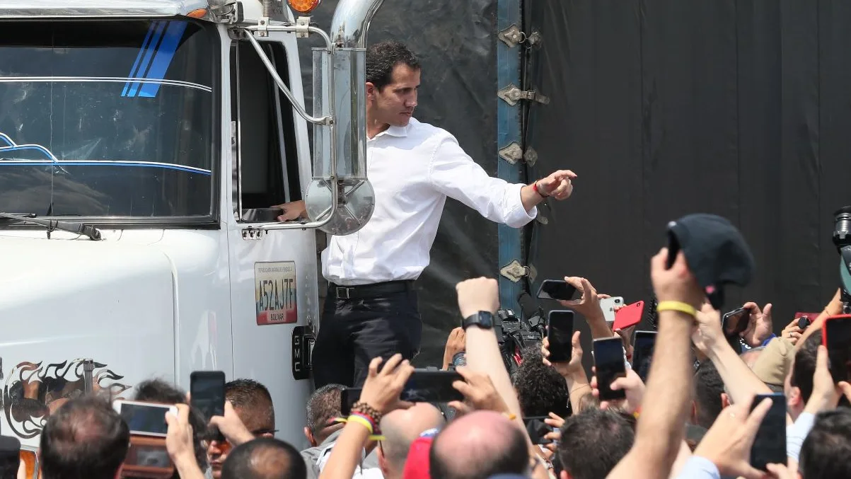 Imagen de Juan Guaidó en la frontera de Venezuela