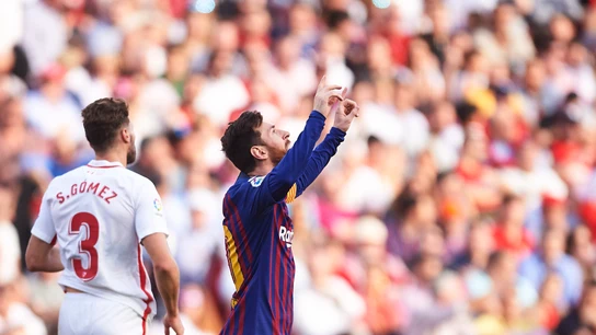 Messi celebra un gol ante el Sevilla Messi celebra un gol ante el Sevilla