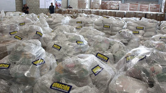 Imagen de la ayuda humanitaria para Venezuela que se amontona en Colombia Imagen de la ayuda humanitaria para Venezuela que se amontona en Colombia